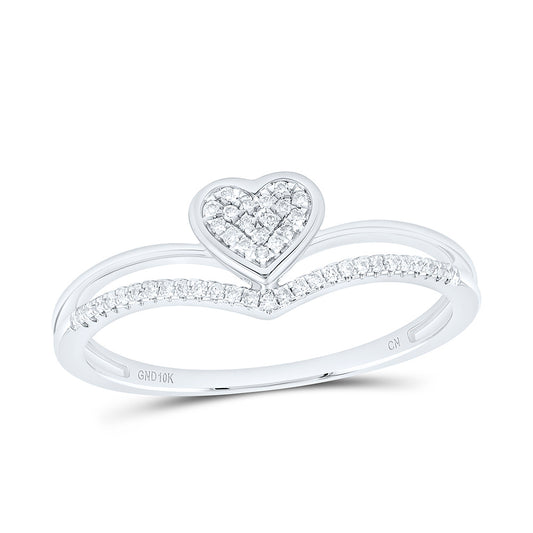 10K Yellow Or White Gold 1/12 Cttw Natural Diamond Cn Gift Heart Bridal Anniversary Wedding Engagement Band Ring