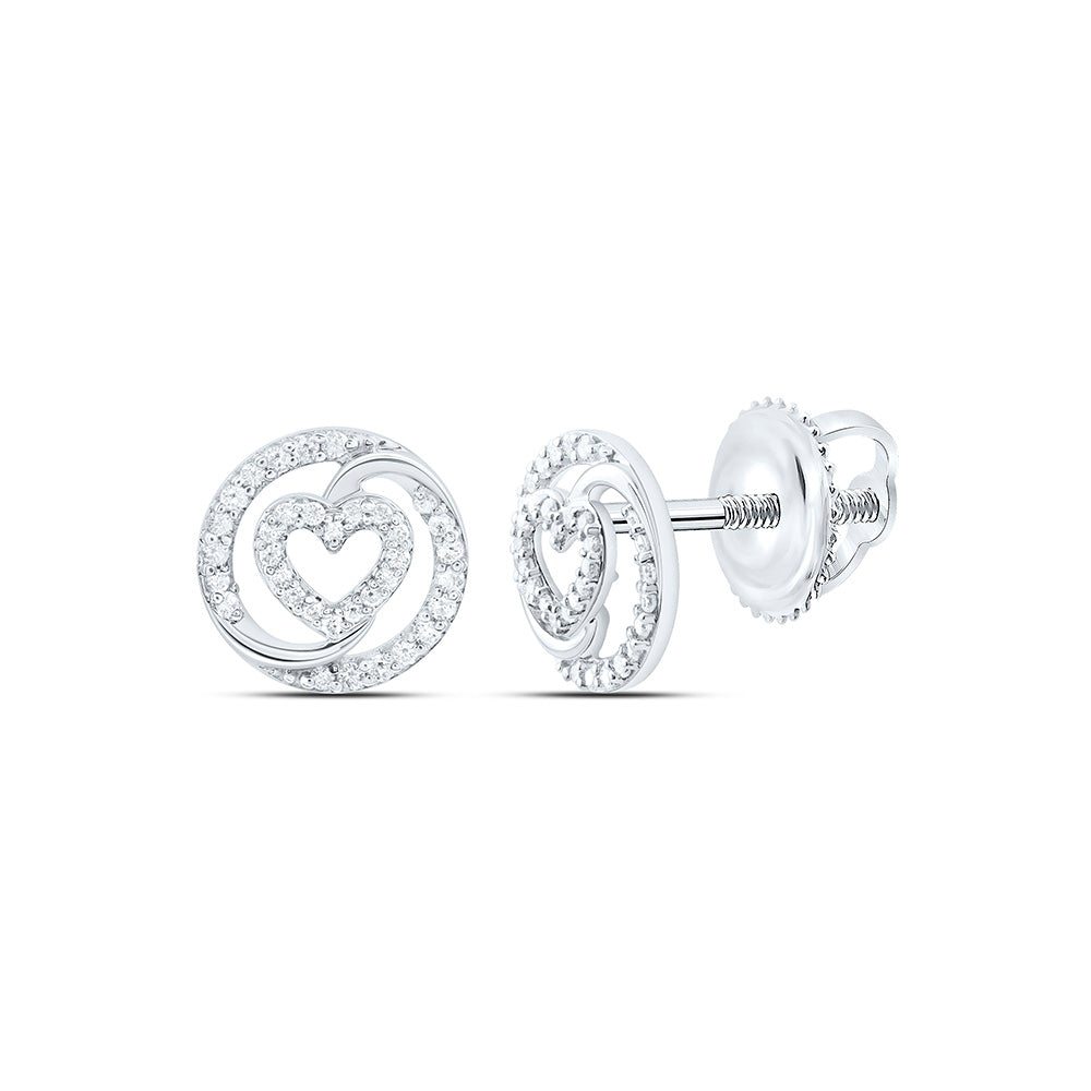 10K Yellow Or White Gold 1/4 Cttw Natural Diamond Cn Fashion Round Heart Earring
