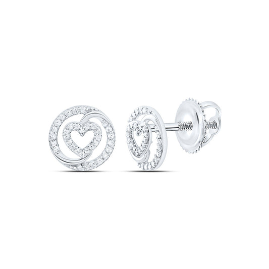 10K Yellow Or White Gold 1/4 Cttw Natural Diamond Cn Fashion Round Heart Earring