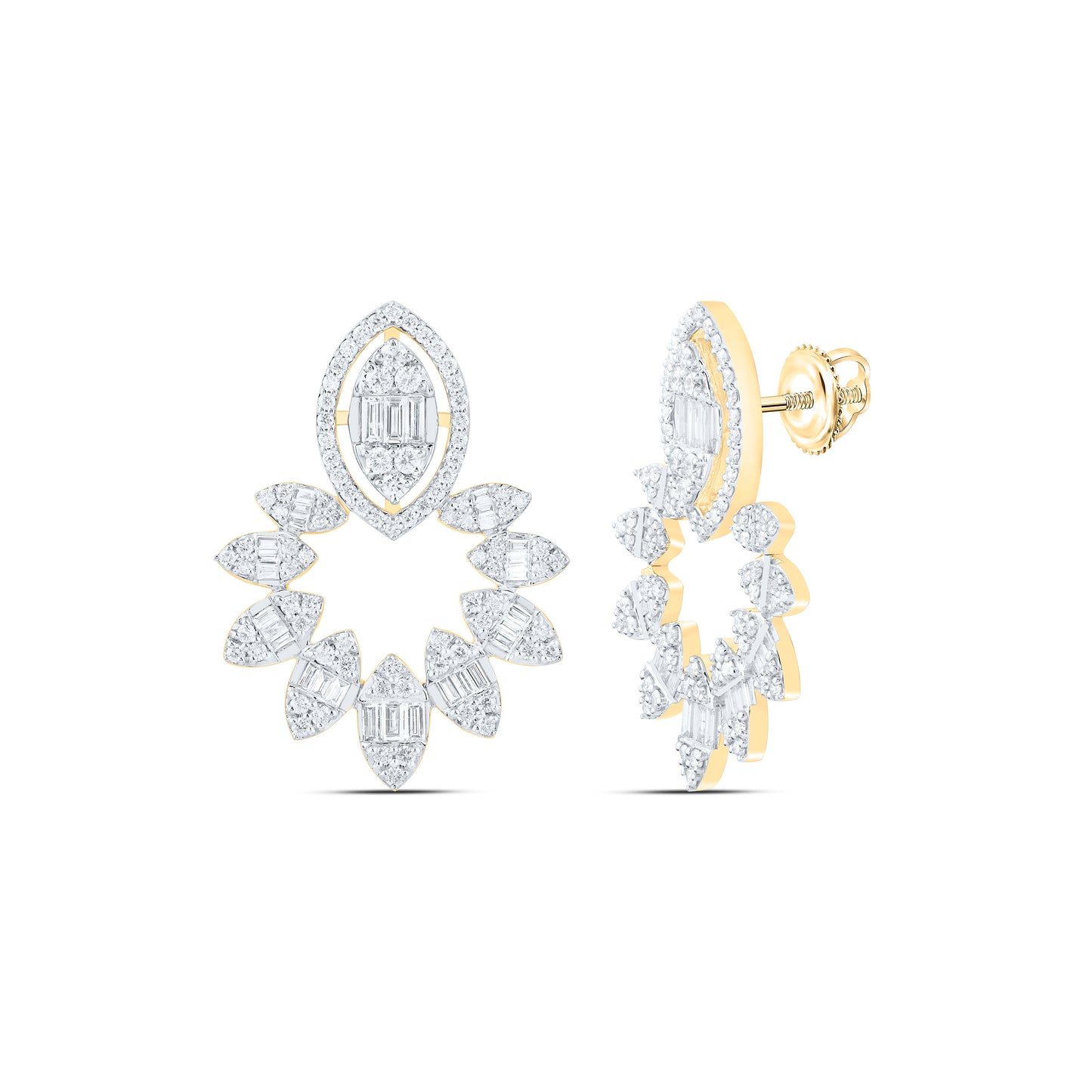 14K Yellow Or White Gold 1 7/8 Cttw Natural Diamond Ana M Fashion Diana Marquise Earring