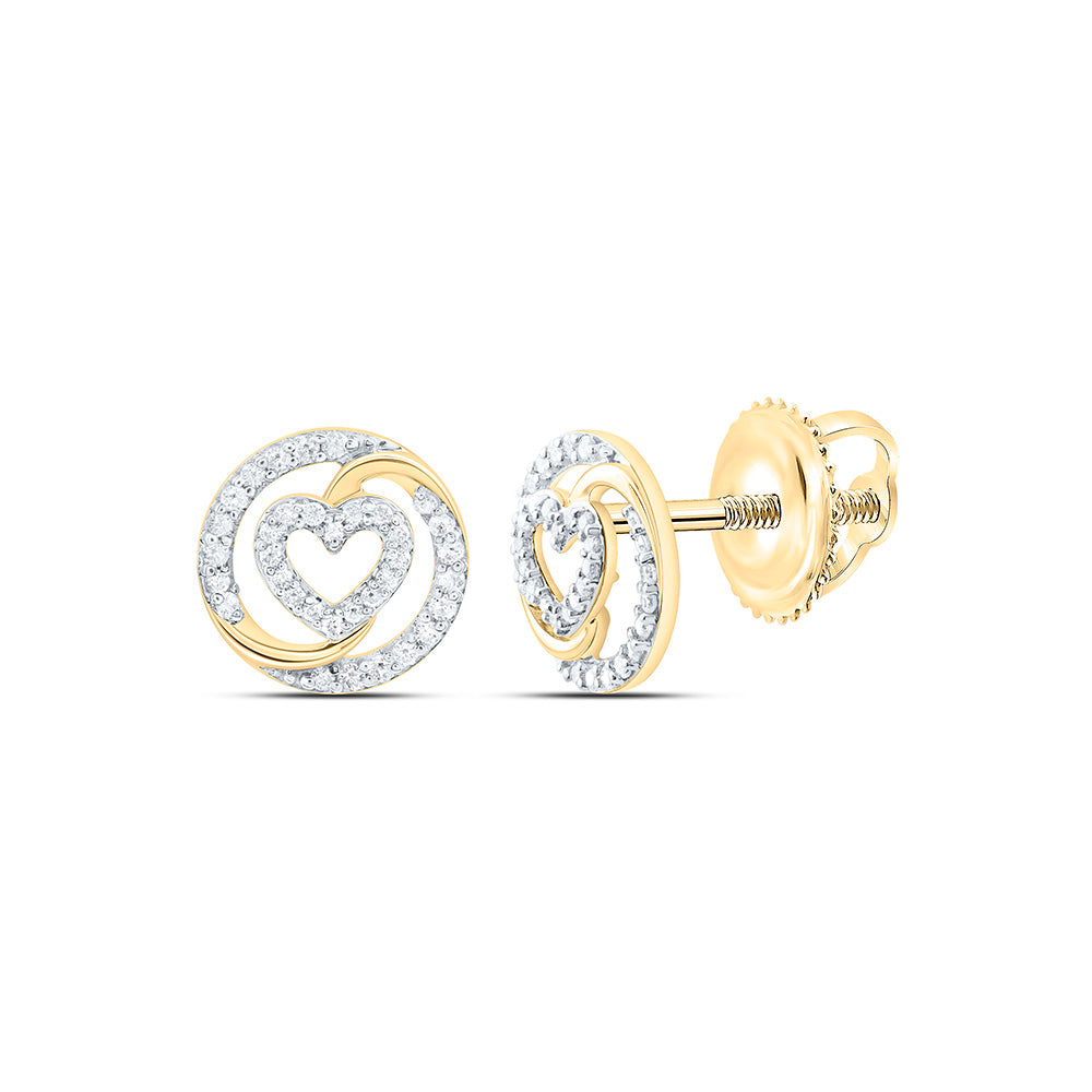 10K Yellow Or White Gold 1/4 Cttw Natural Diamond Cn Fashion Round Heart Earring