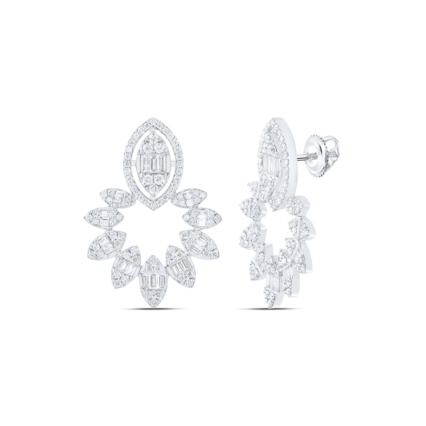 14K Yellow Or White Gold 1 7/8 Cttw Natural Diamond Ana M Fashion Diana Marquise Earring