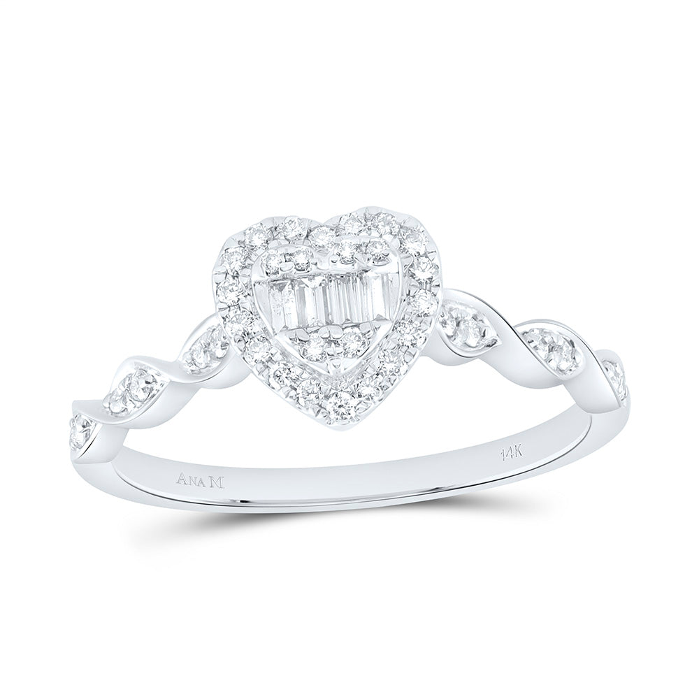 14K Yellow Or White Or Rose Gold 1/4 Cttw Natural Diamond Ana M Fashion Heart Bridal Anniversary Wedding Engagement Band Ring