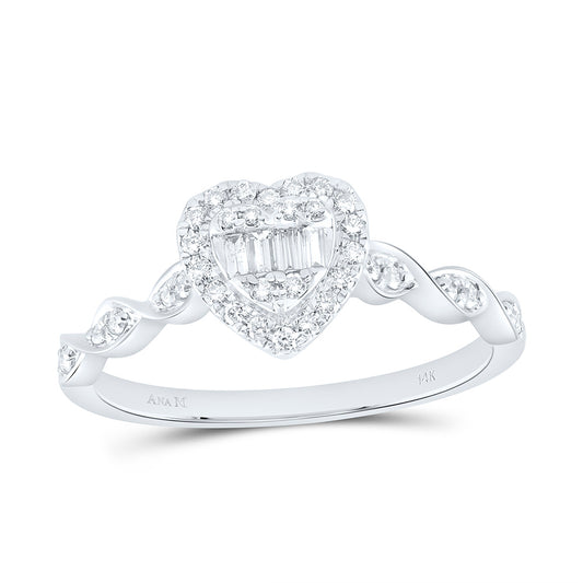 14K Yellow Or White Or Rose Gold 1/4 Cttw Natural Diamond Ana M Fashion Heart Bridal Anniversary Wedding Engagement Band Ring