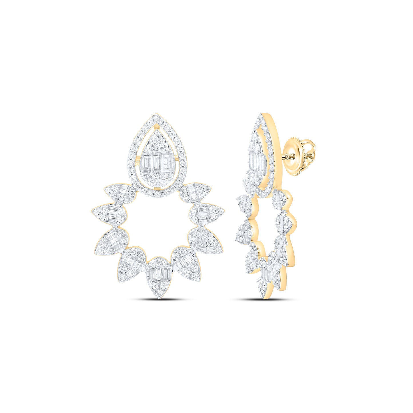14K Yellow Or White Gold 1 5/8 Cttw Natural Diamond Ana M Fashion Diana Pear Earring