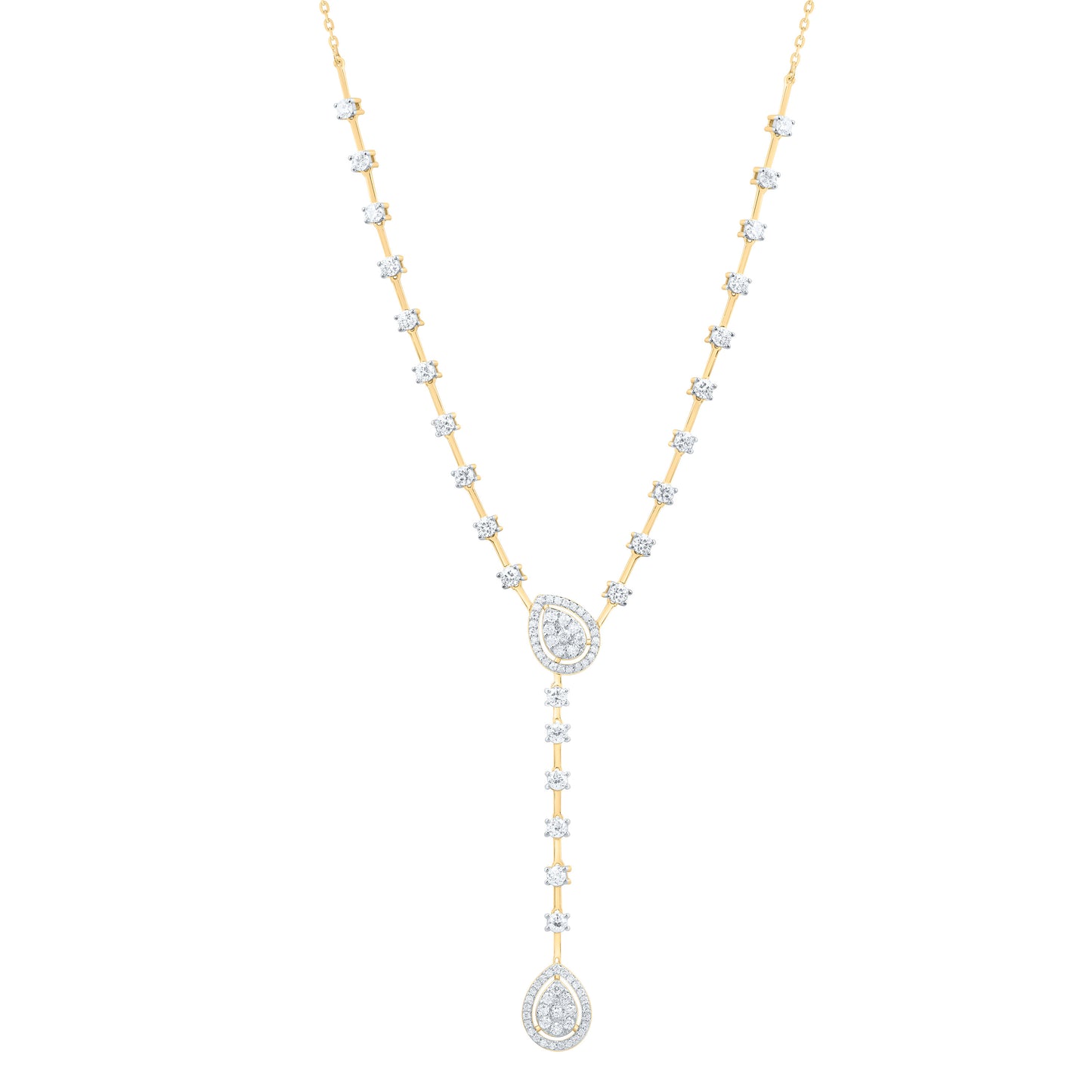 14K Yellow Or White Gold 2 5/8 Cttw Natural Diamond Ana M Fashion Pear Necklace (17 Inch)