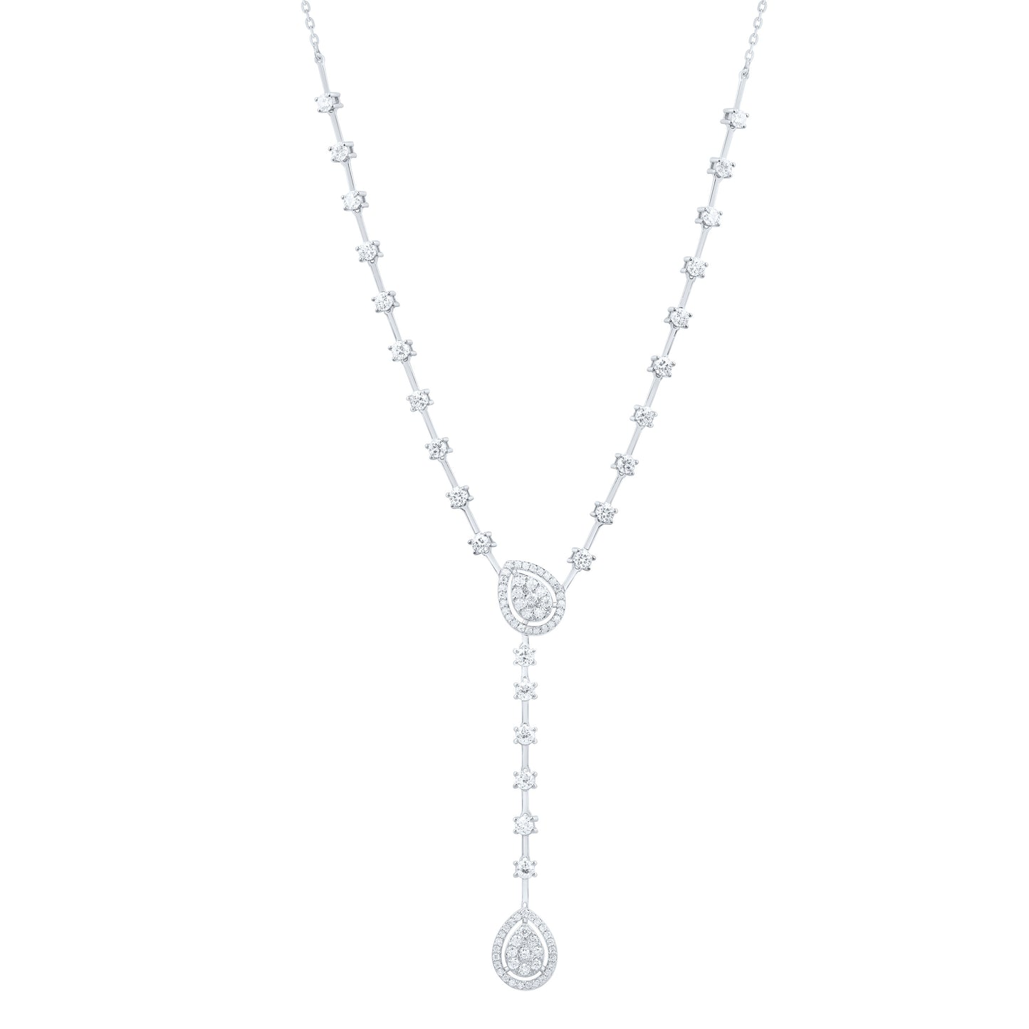 14K Yellow Or White Gold 2 5/8 Cttw Natural Diamond Ana M Fashion Pear Necklace (17 Inch)