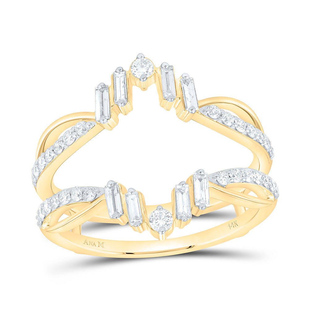 14K Yellow Or White Or Rose Gold 1/2 Cttw Natural Diamond Ana M Fashion Enhancer Bridal Anniversary Wedding Engagement Band Ring