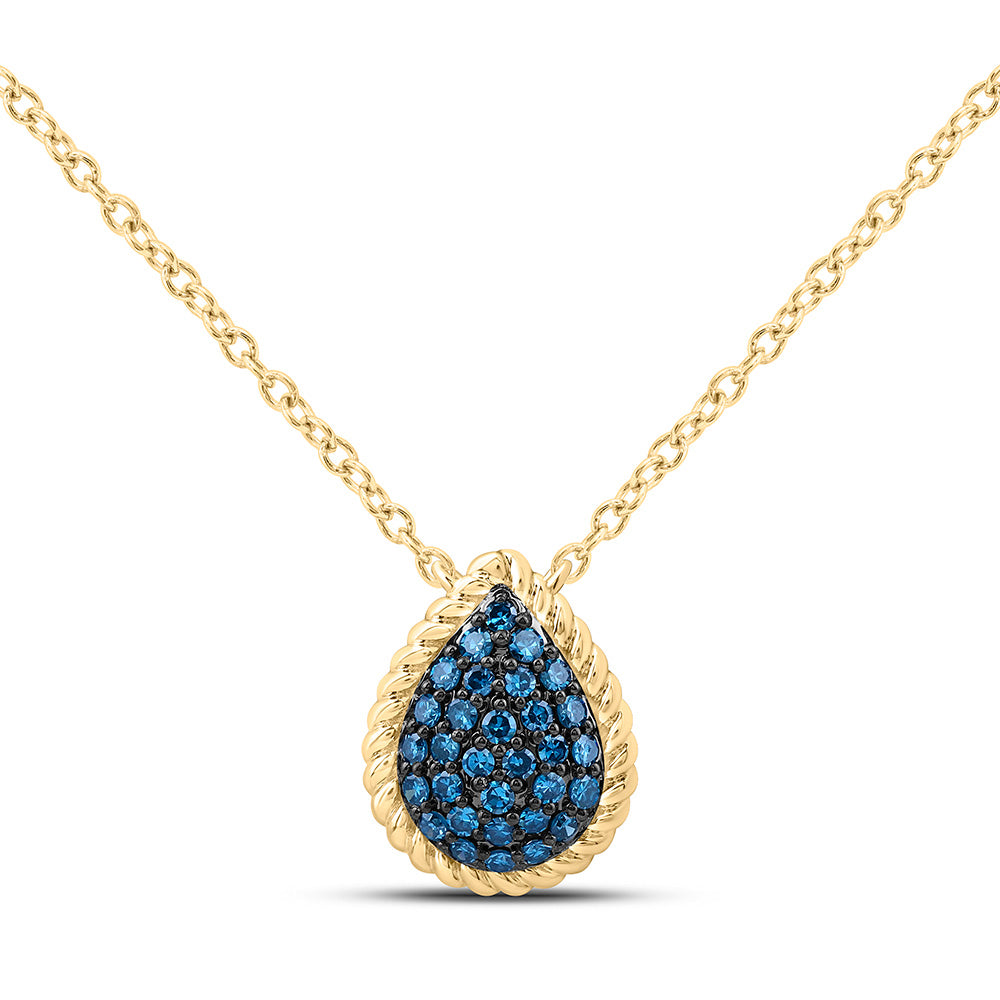 10K Yellow Or White Or Rose Gold 1/5 Cttw Natural Diamond Fashion Natural Pear Necklace (18 Inch)