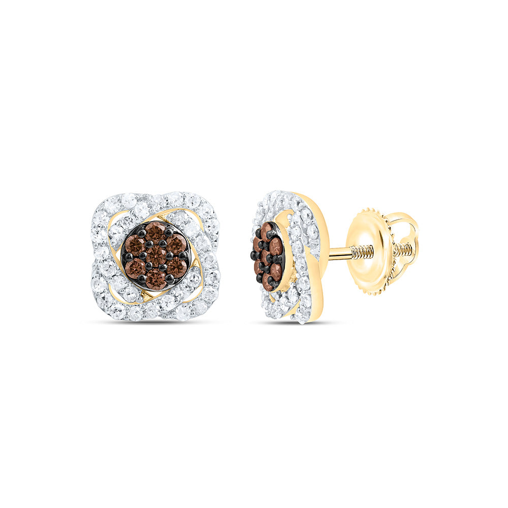 10K Yellow Or White Or Rose Gold 5/8 Cttw Natural Diamond Natural Flower Earring