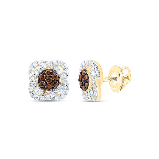 10K Yellow Or White Or Rose Gold 5/8 Cttw Natural Diamond Natural Flower Earring
