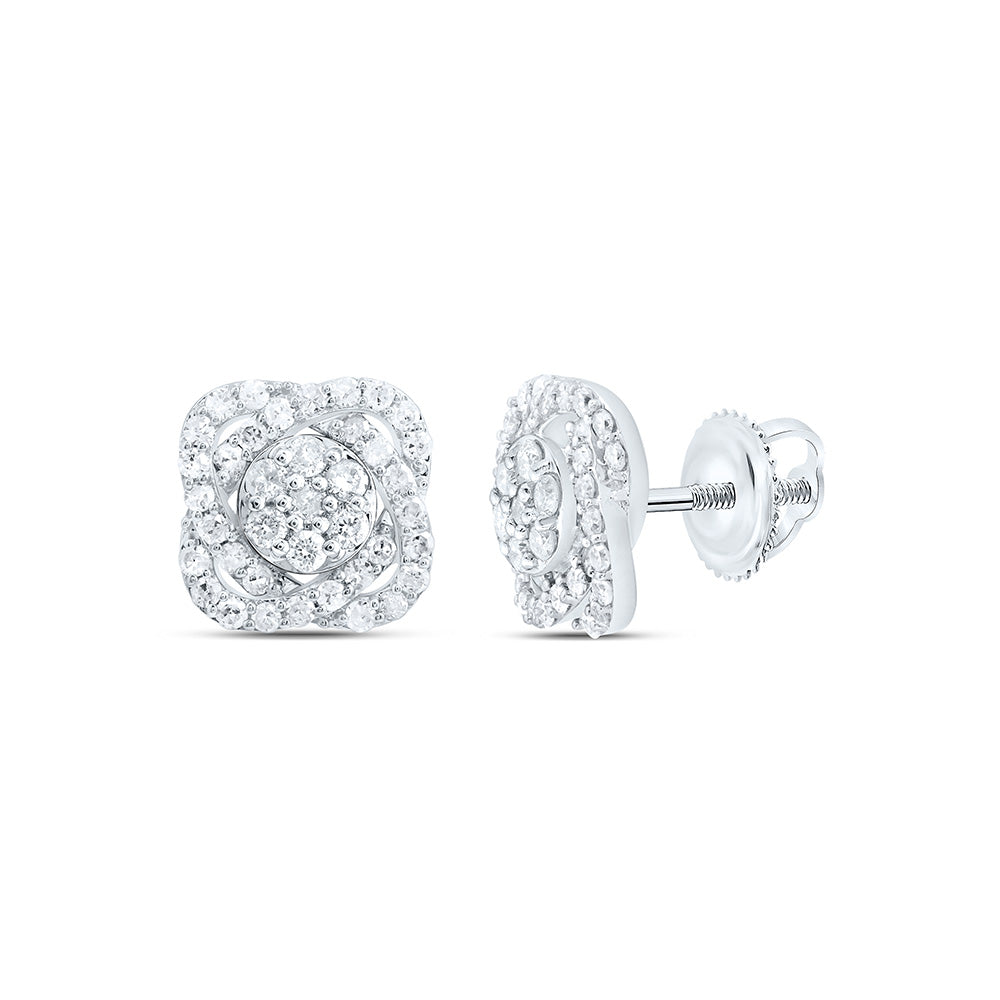 10K Yellow Or White Or Rose Gold 5/8 Cttw Natural Diamond Natural Flower Earring