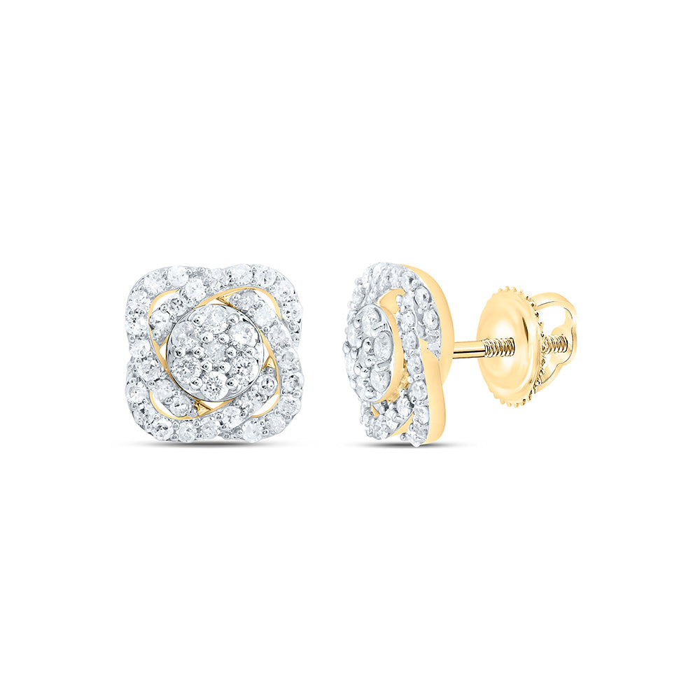 10K Yellow Or White Or Rose Gold 5/8 Cttw Natural Diamond Natural Flower Earring