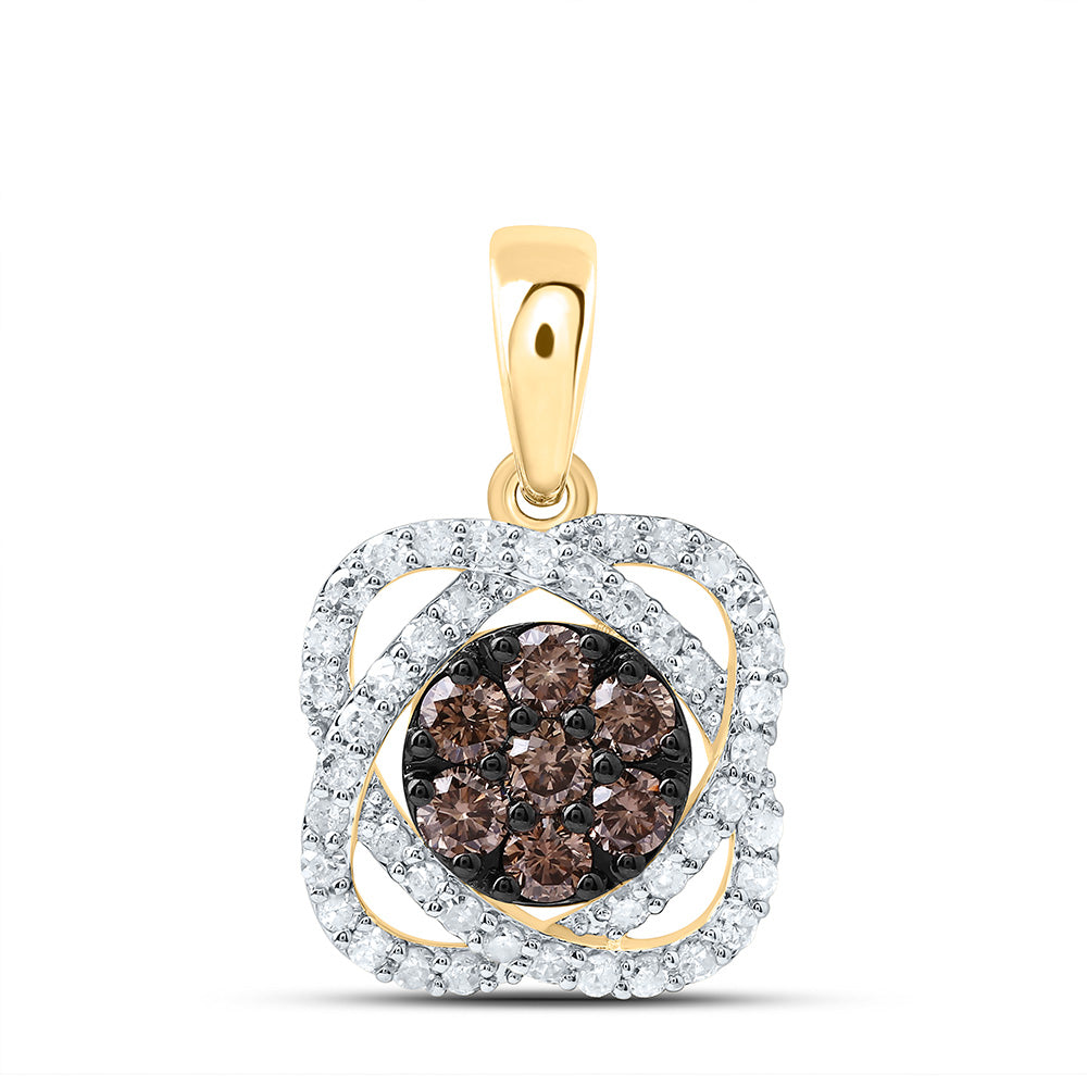 10K Yellow Or White Or Rose Gold 1/2 Cttw Natural Diamond Flower Pendant