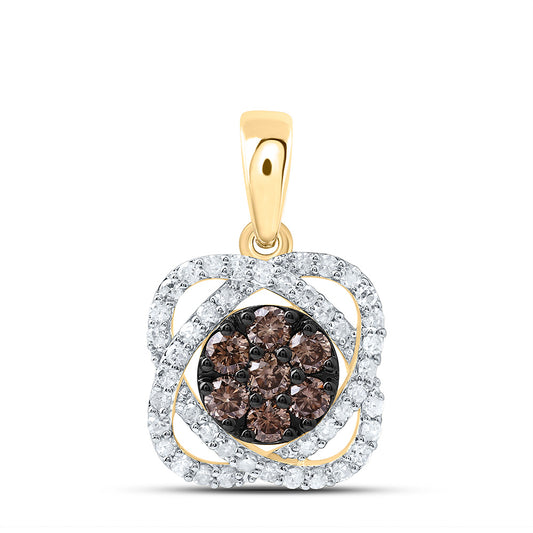 10K Yellow Or White Or Rose Gold 1/2 Cttw Natural Diamond Flower Pendant