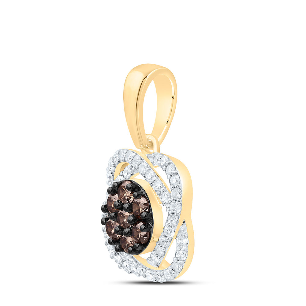 10K Yellow Or White Or Rose Gold 1/2 Cttw Natural Diamond Flower Pendant
