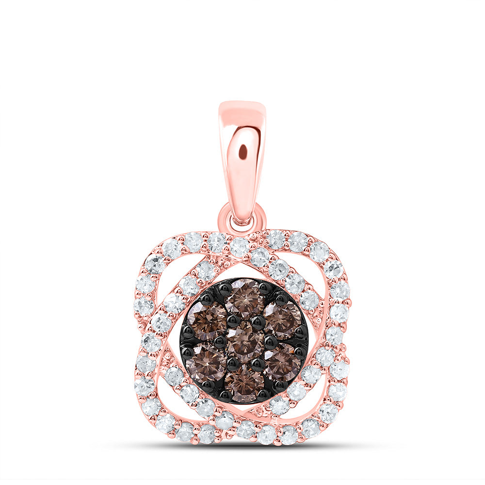 10K Yellow Or White Or Rose Gold 1/2 Cttw Natural Diamond Flower Pendant
