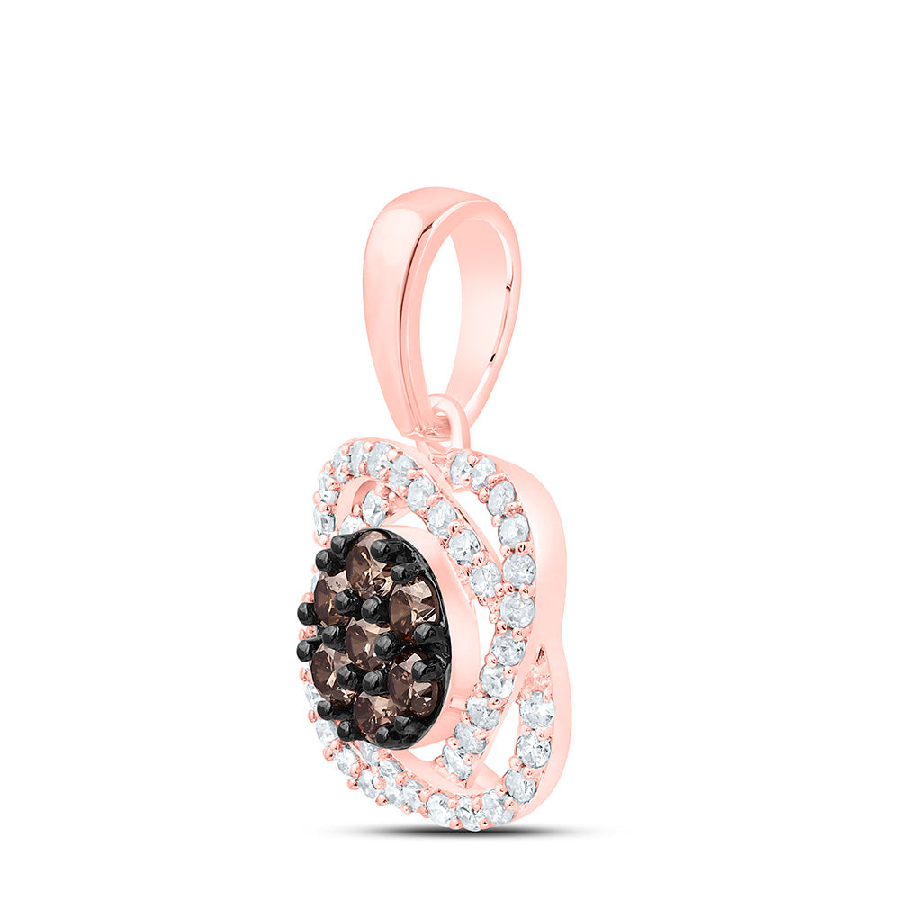 10K Yellow Or White Or Rose Gold 1/2 Cttw Natural Diamond Flower Pendant