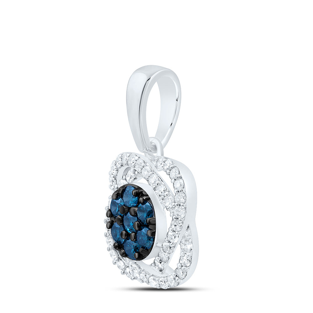 10K Yellow Or White Or Rose Gold 1/2 Cttw Natural Diamond Flower Pendant