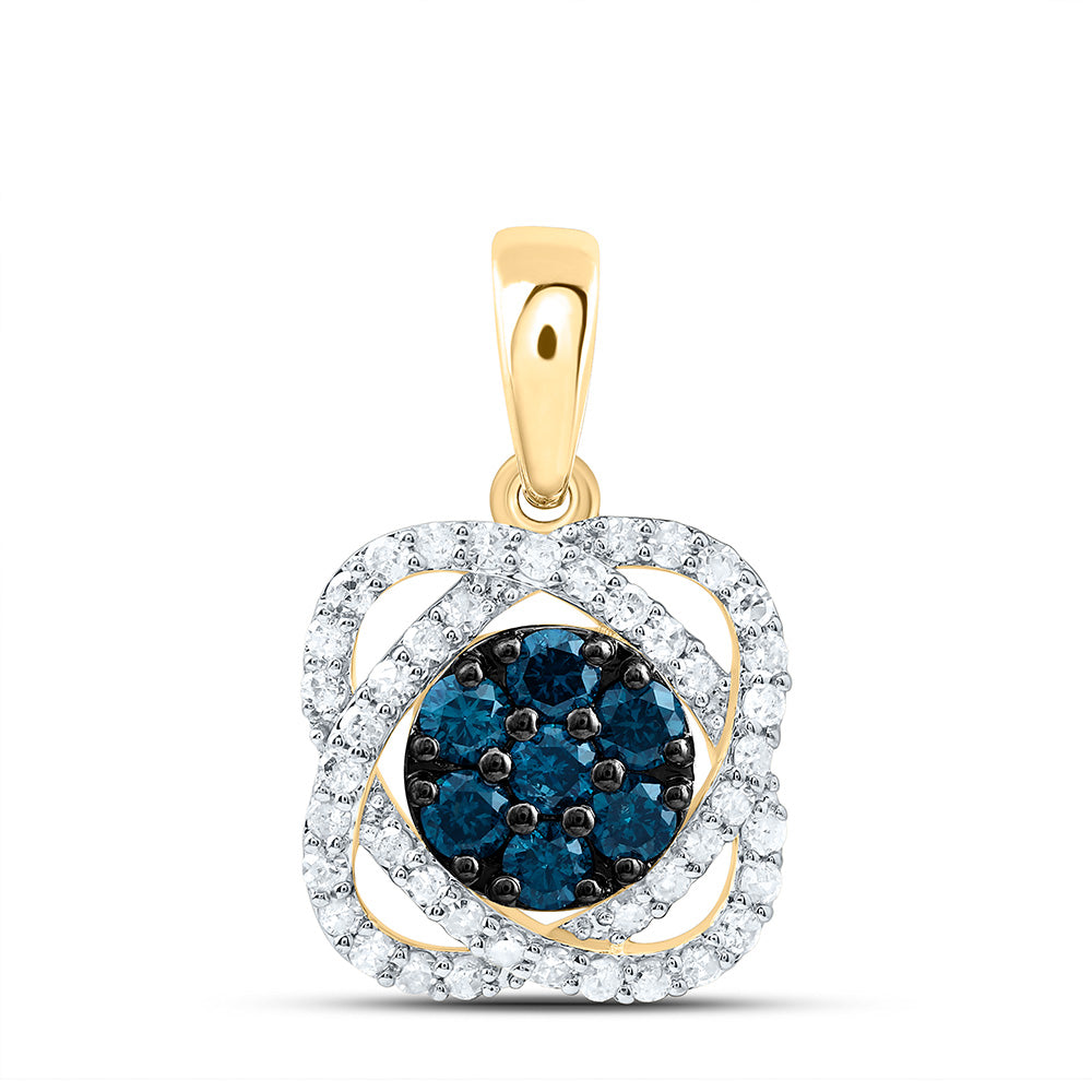 10K Yellow Or White Or Rose Gold 1/2 Cttw Natural Diamond Flower Pendant