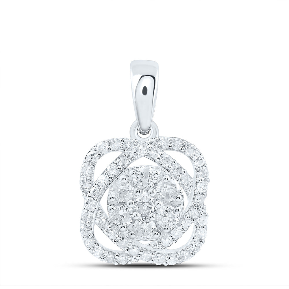 10K Yellow Or White Or Rose Gold 1/2 Cttw Natural Diamond Flower Pendant