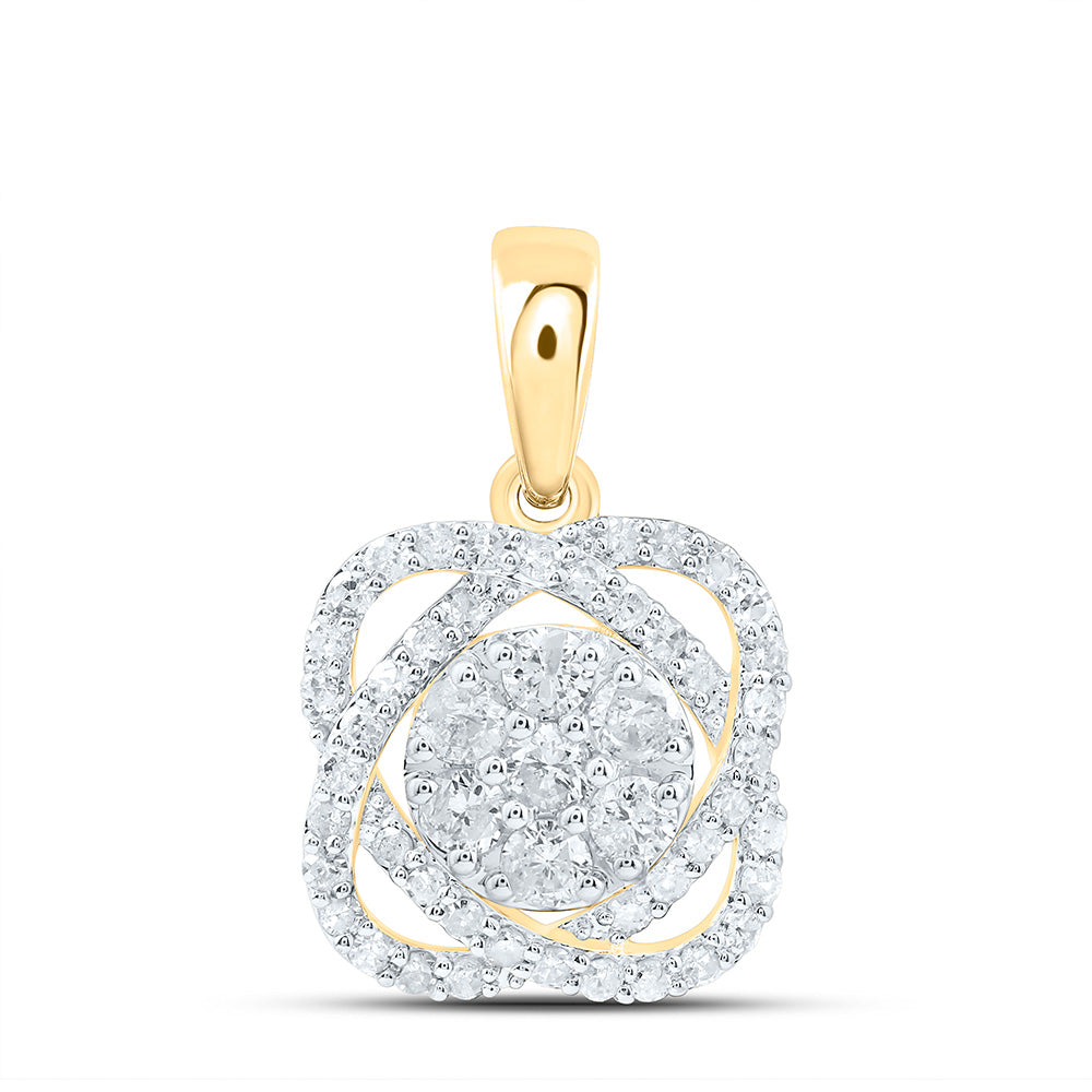 10K Yellow Or White Or Rose Gold 1/2 Cttw Natural Diamond Flower Pendant