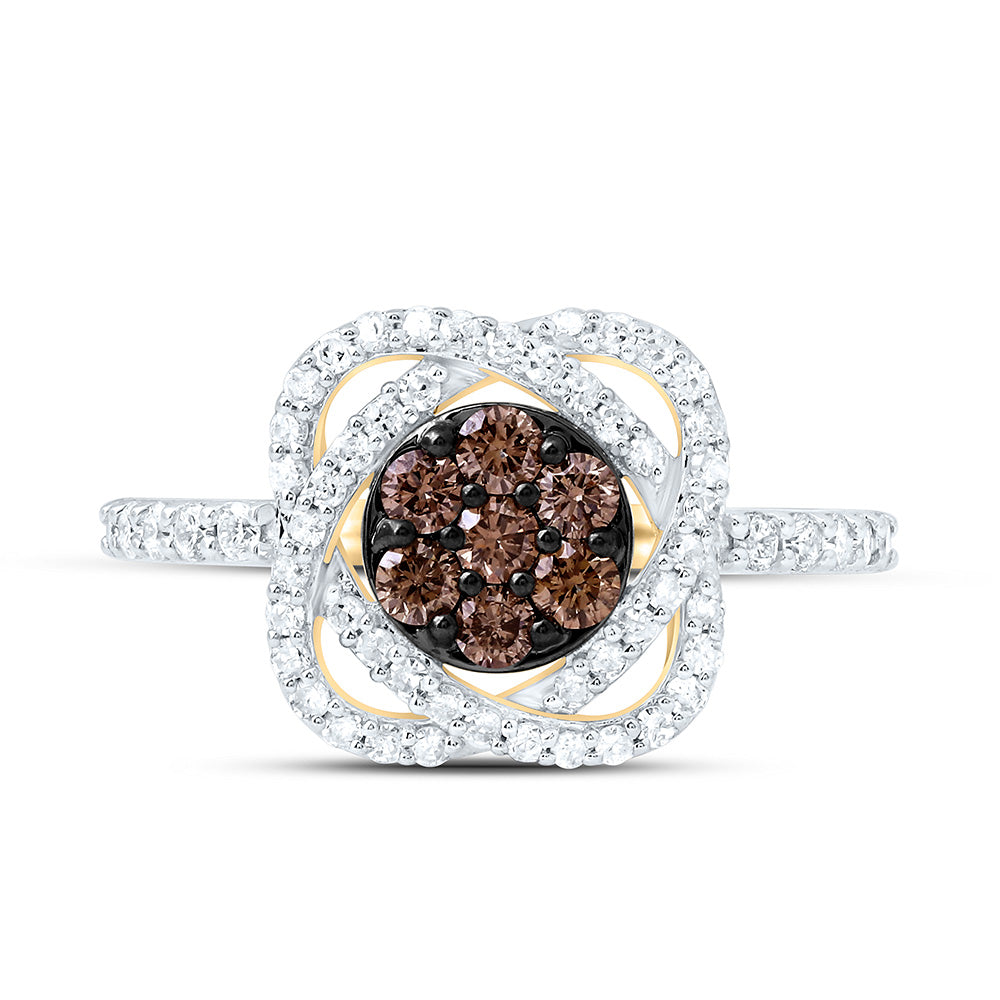 10K Yellow Or White Or Rose Gold 5/8 Cttw Natural Diamond Natural Flower Bridal Anniversary Wedding Engagement Band Ring