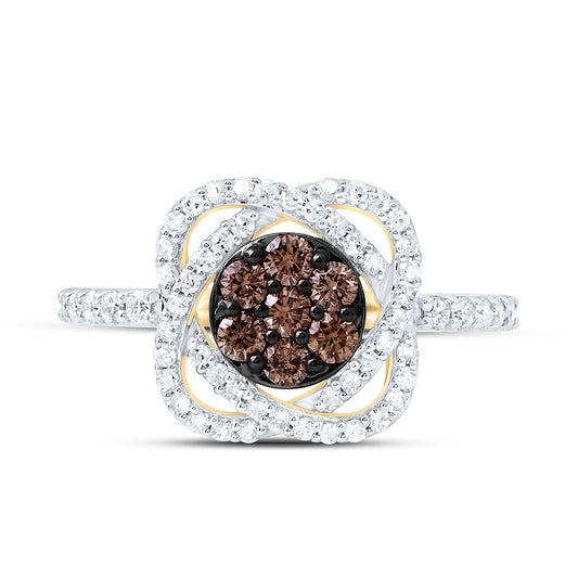 10K Yellow Or White Or Rose Gold 5/8 Cttw Natural Diamond Natural Flower Bridal Anniversary Wedding Engagement Band Ring