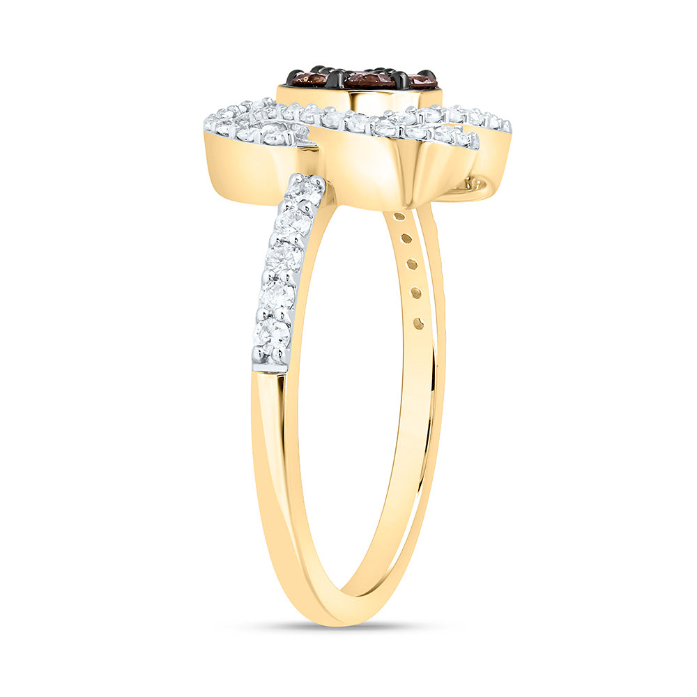 10K Yellow Or White Or Rose Gold 5/8 Cttw Natural Diamond Natural Flower Bridal Anniversary Wedding Engagement Band Ring