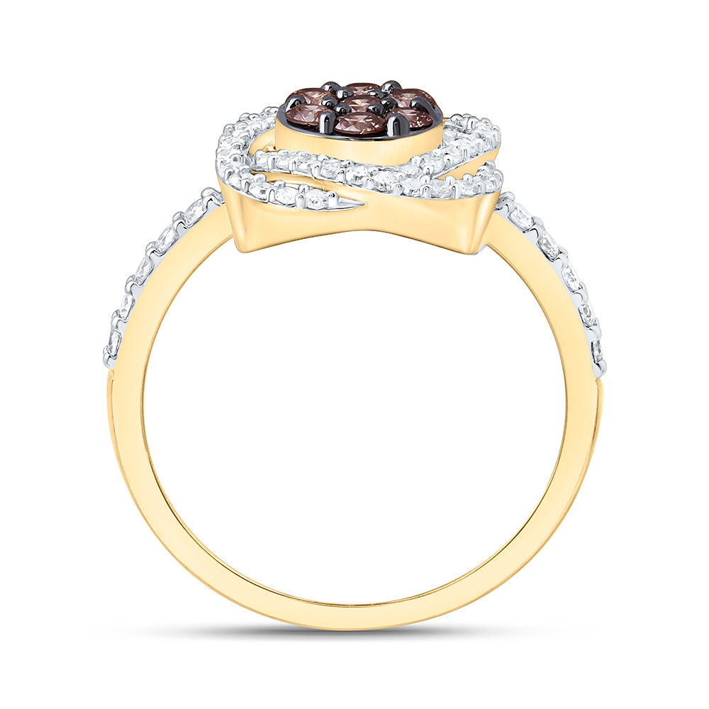 10K Yellow Or White Or Rose Gold 5/8 Cttw Natural Diamond Natural Flower Bridal Anniversary Wedding Engagement Band Ring