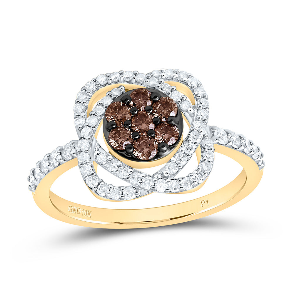 10K Yellow Or White Or Rose Gold 5/8 Cttw Natural Diamond Natural Flower Bridal Anniversary Wedding Engagement Band Ring