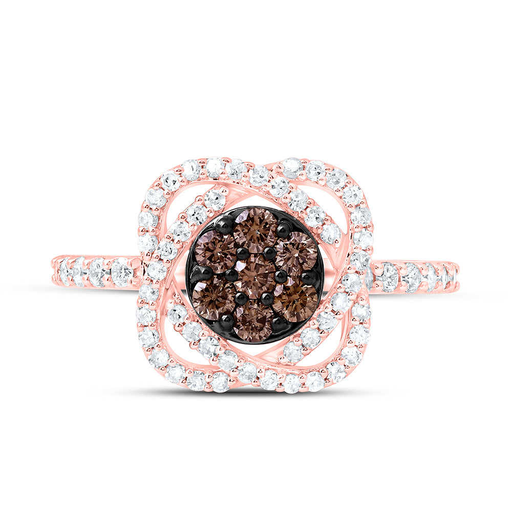 10K Yellow Or White Or Rose Gold 5/8 Cttw Natural Diamond Natural Flower Bridal Anniversary Wedding Engagement Band Ring