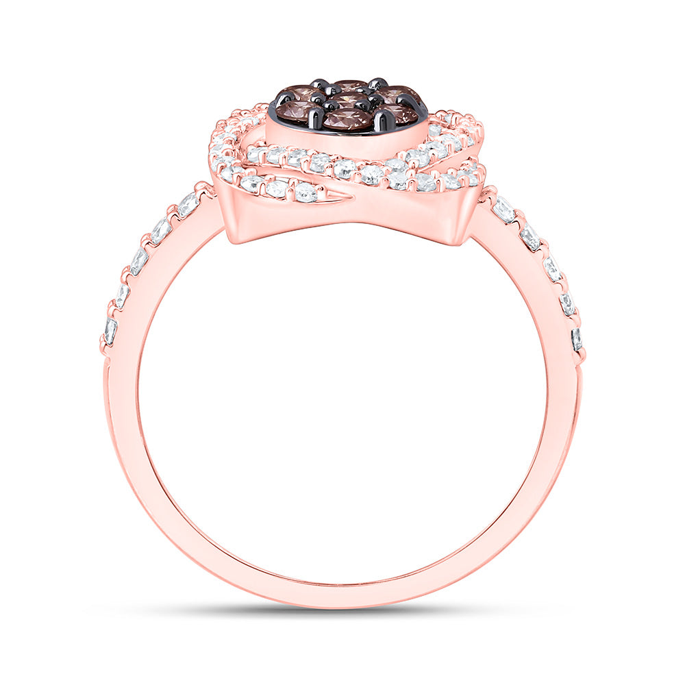 10K Yellow Or White Or Rose Gold 5/8 Cttw Natural Diamond Natural Flower Bridal Anniversary Wedding Engagement Band Ring