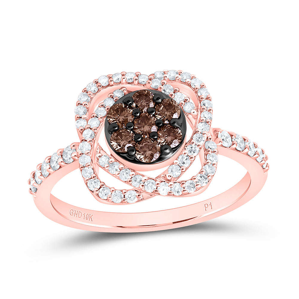 10K Yellow Or White Or Rose Gold 5/8 Cttw Natural Diamond Natural Flower Bridal Anniversary Wedding Engagement Band Ring