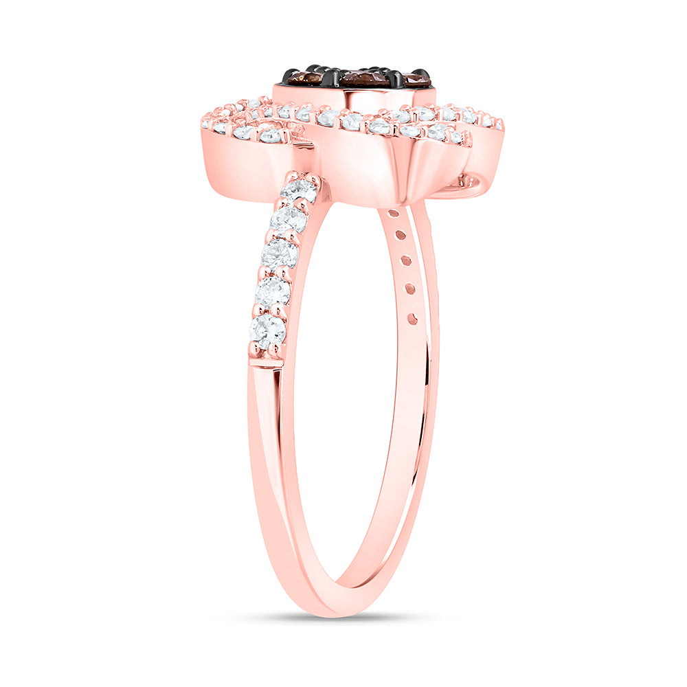10K Yellow Or White Or Rose Gold 5/8 Cttw Natural Diamond Natural Flower Bridal Anniversary Wedding Engagement Band Ring