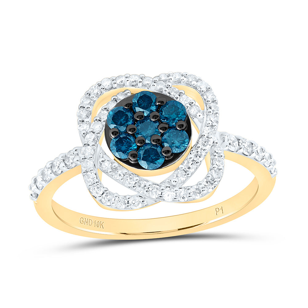 10K Yellow Or White Or Rose Gold 5/8 Cttw Natural Diamond Natural Flower Bridal Anniversary Wedding Engagement Band Ring