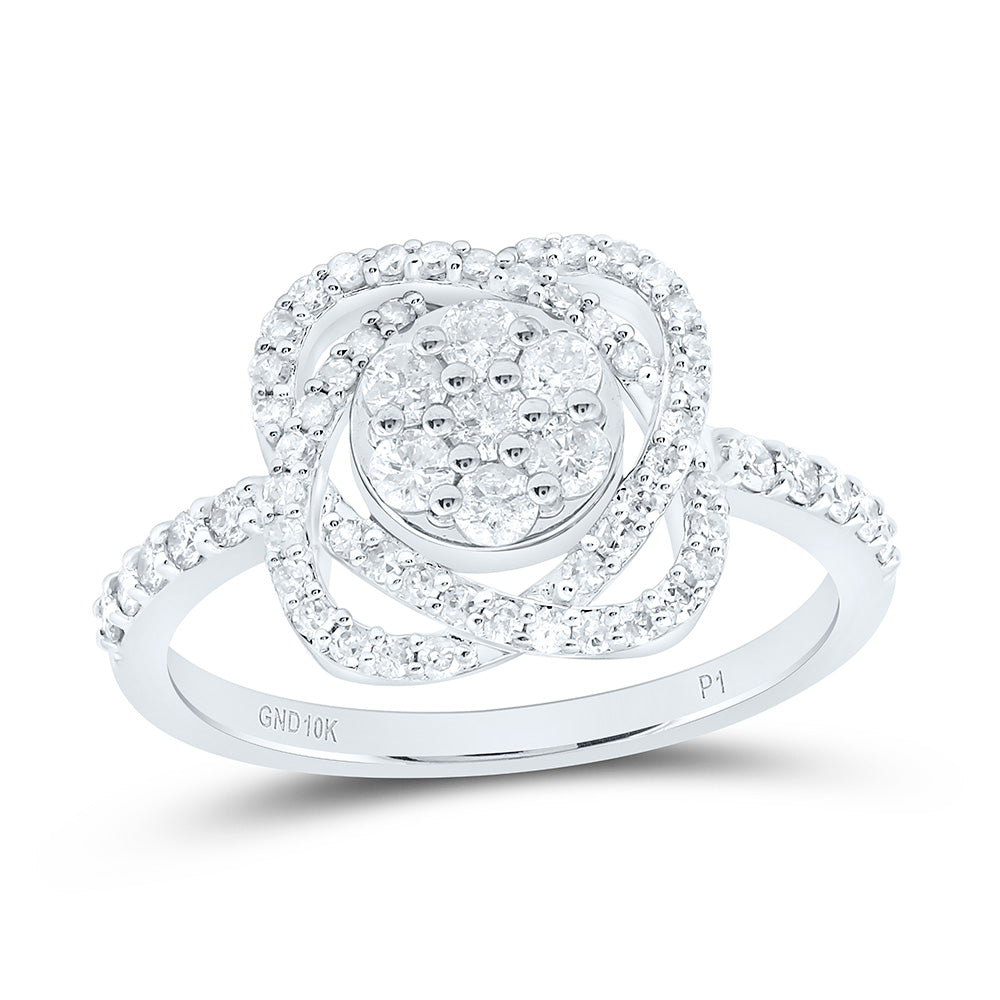 10K Yellow Or White Or Rose Gold 5/8 Cttw Natural Diamond Natural Flower Bridal Anniversary Wedding Engagement Band Ring