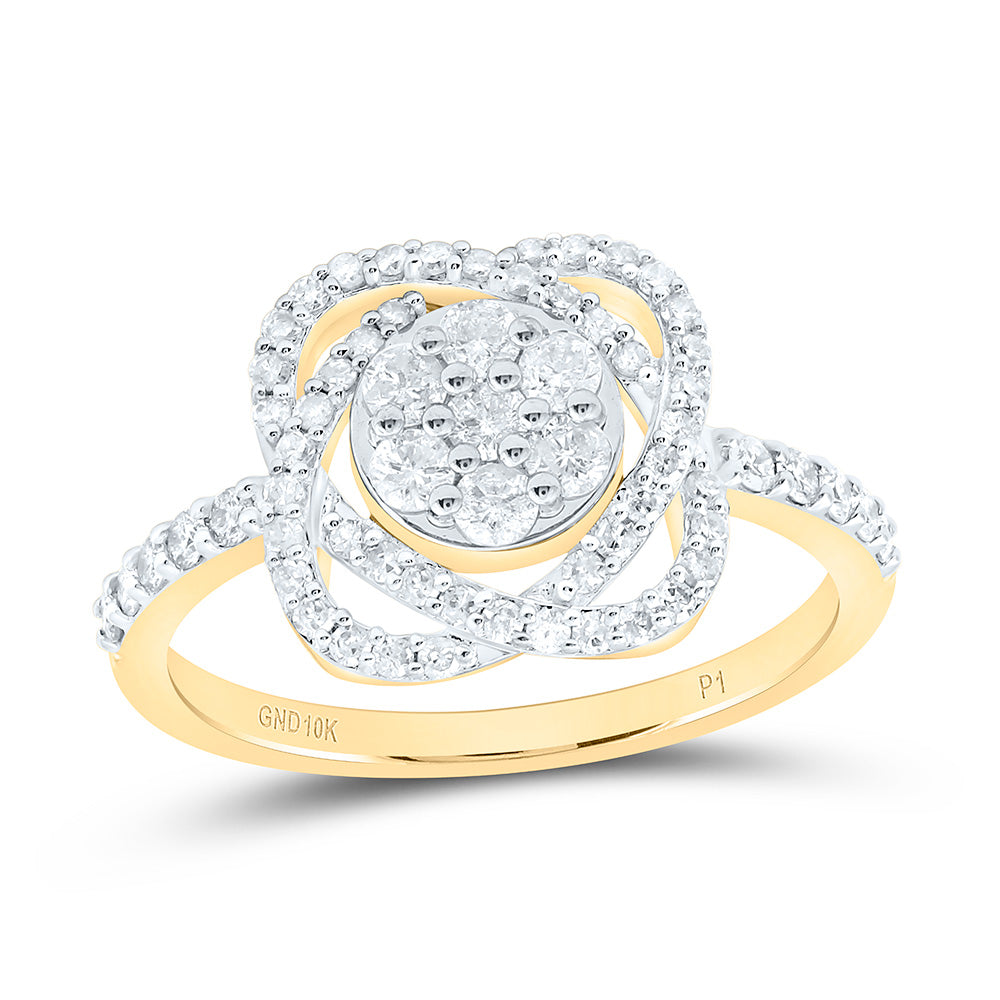 10K Yellow Or White Or Rose Gold 5/8 Cttw Natural Diamond Natural Flower Bridal Anniversary Wedding Engagement Band Ring