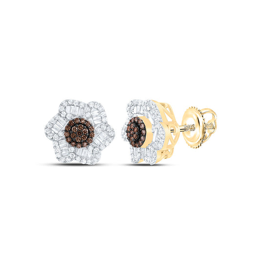10K Yellow Or White Or Rose Gold 5/8 Cttw Natural Diamond Cn Natural Flower Earring