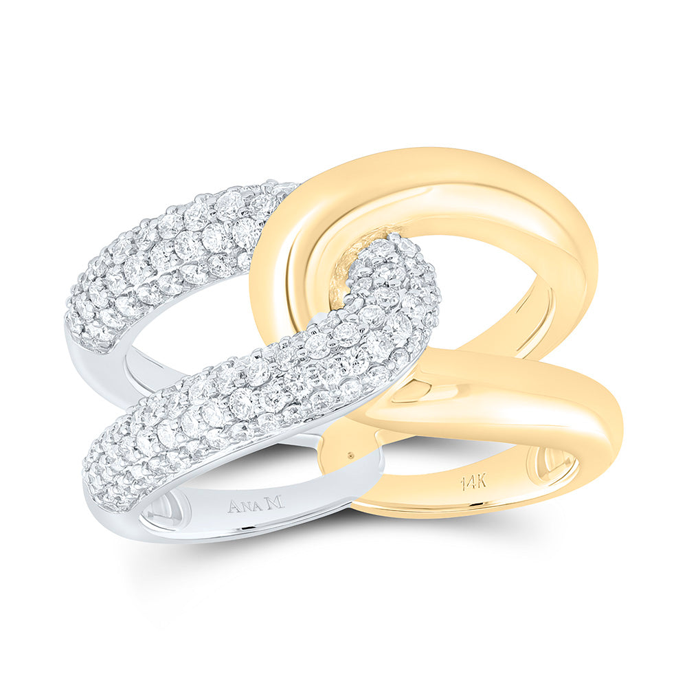 14K Yellow Gold 3/4Ctw Natural Diamond Ana M Fashion Ring