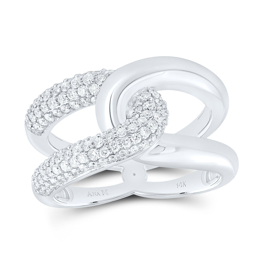 14K Yellow Or White Gold 3/4 Cttw Natural Diamond Ana M Fashion Bridal Anniversary Wedding Engagement Band Ring