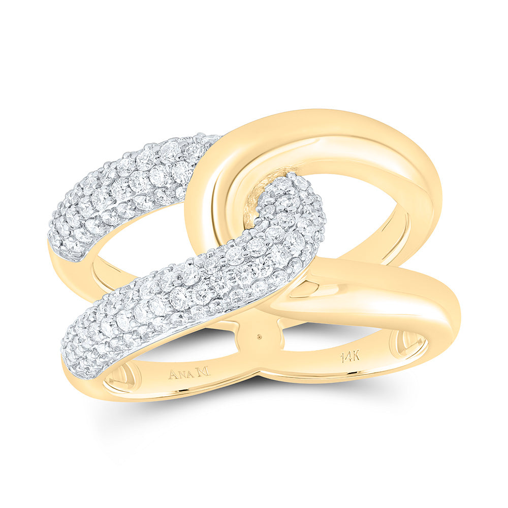 14K Yellow Or White Gold 3/4 Cttw Natural Diamond Ana M Fashion Bridal Anniversary Wedding Engagement Band Ring