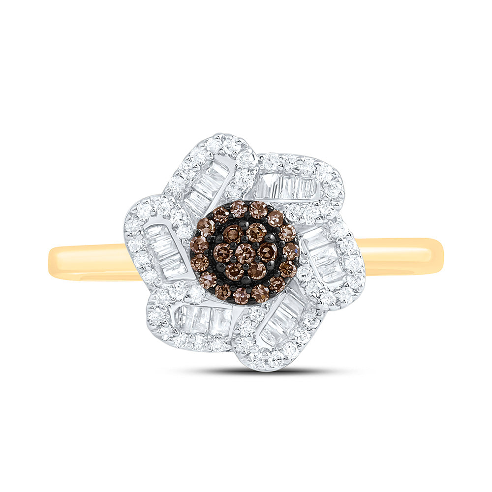 10K Yellow Or White Or Rose Gold 1/3 Cttw Natural Diamond Cn Fashion Flower Bridal Anniversary Wedding Engagement Band Ring