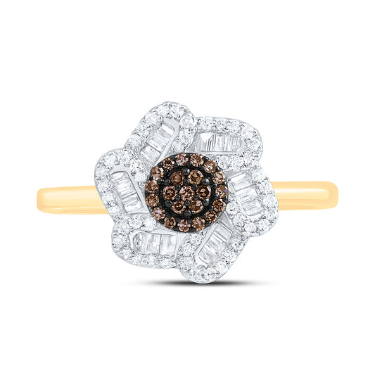 10K Yellow Or White Or Rose Gold 1/3 Cttw Natural Diamond Cn Fashion Flower Bridal Anniversary Wedding Engagement Band Ring