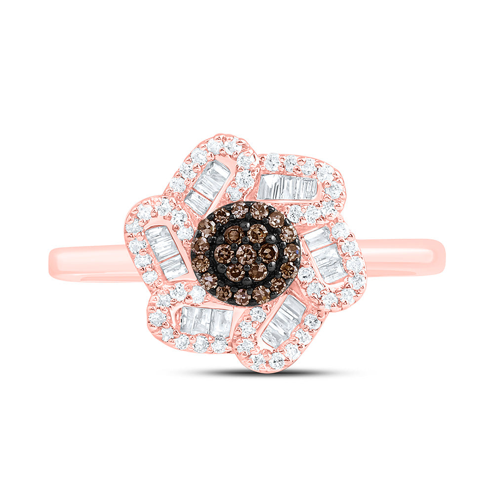 10K Yellow Or White Or Rose Gold 1/3 Cttw Natural Diamond Cn Fashion Flower Bridal Anniversary Wedding Engagement Band Ring
