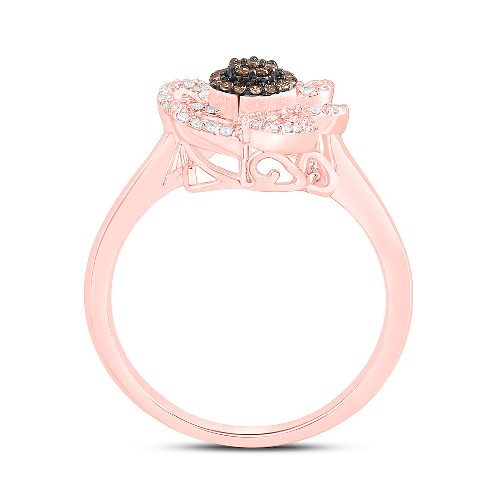 10K Yellow Or White Or Rose Gold 1/3 Cttw Natural Diamond Cn Fashion Flower Bridal Anniversary Wedding Engagement Band Ring