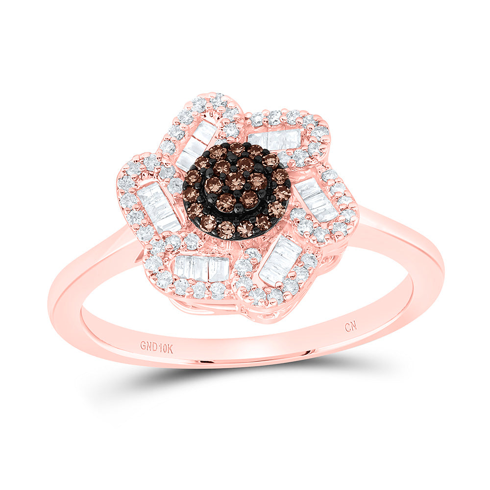 10K Yellow Or White Or Rose Gold 1/3 Cttw Natural Diamond Cn Fashion Flower Bridal Anniversary Wedding Engagement Band Ring