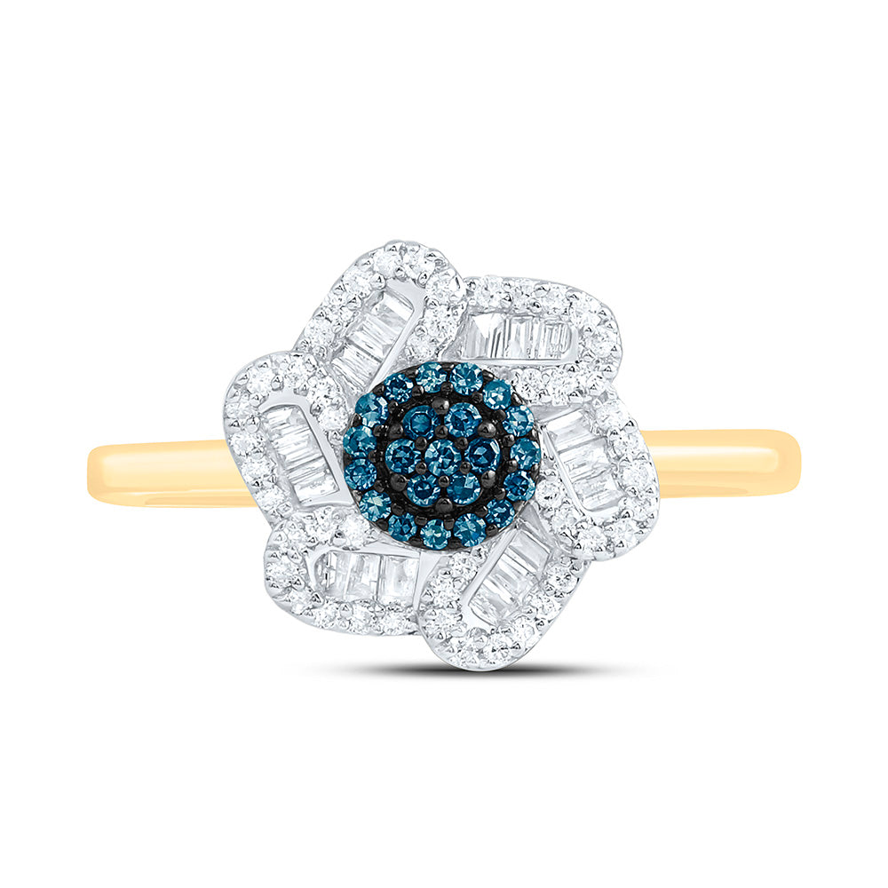 10K Yellow Or White Or Rose Gold 1/3 Cttw Natural Diamond Cn Fashion Flower Bridal Anniversary Wedding Engagement Band Ring