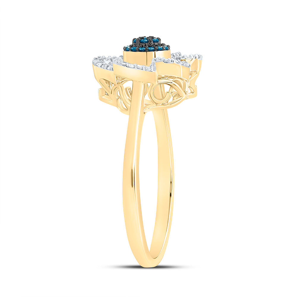 10K Yellow Or White Or Rose Gold 1/3 Cttw Natural Diamond Cn Fashion Flower Bridal Anniversary Wedding Engagement Band Ring