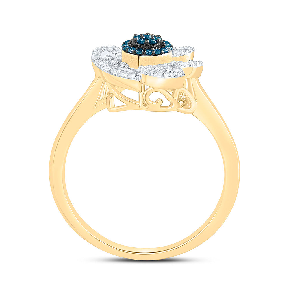 10K Yellow Or White Or Rose Gold 1/3 Cttw Natural Diamond Cn Fashion Flower Bridal Anniversary Wedding Engagement Band Ring